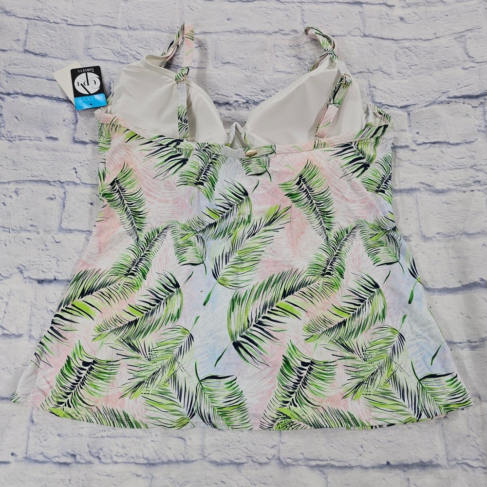 Sunsets Forever Tankini Top WOMENS 18 Island Mist Green Palm Leaf Beach Swim - Picture 6 of 10